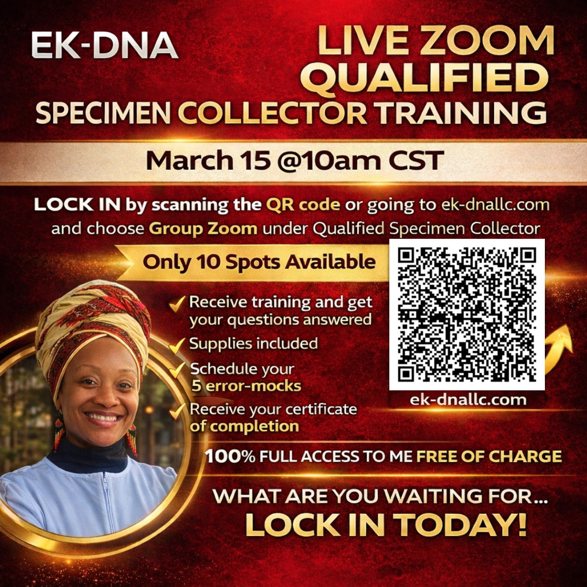 GROUP ZOOM 3/15/26 @ 10am DOT/NON-DOT QUALIFIED SPECIMEN COLLECTOR TRAINING