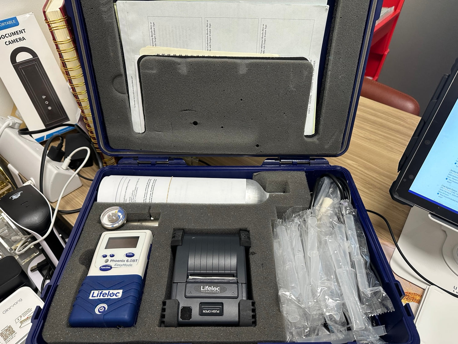 Professional breath alcohol testing device and supplies used by EK-DNA LLC