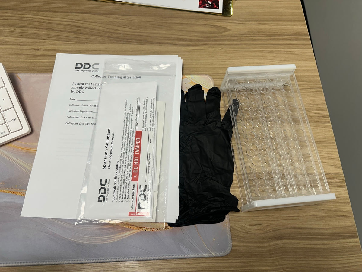 DNA specimen collector training supplies and chain-of-custody materials
