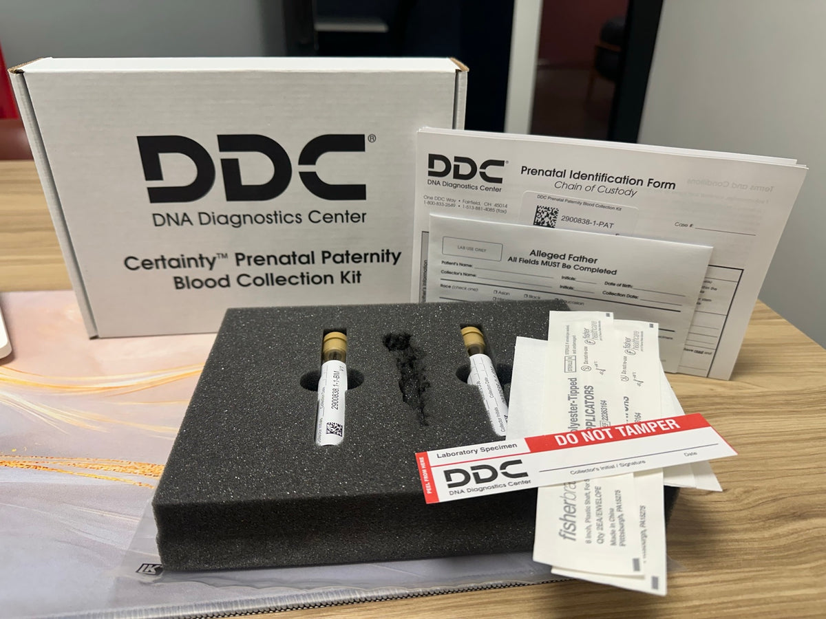 DDC prenatal paternity blood collection kit available through EK-DNA LLC